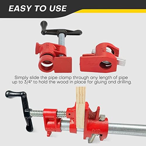 8 Pack 3/4" Wood Gluing Pipe Clamp Set, Pipe Clamps for Woodworking
