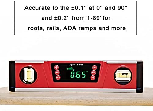 10-Inch Digital Torpedo Level and Protractor | Neodymium Magnets | Bright LED Display | V-GROOVE MAGNETIC BASE | IP54 Dust/Water Resistant smart level with Carrying Bag