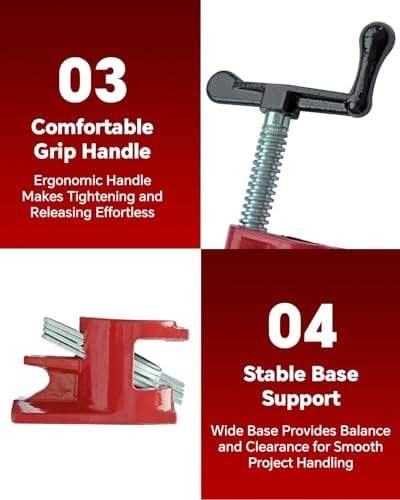 ATPEAM 4 Pack 1/2'' Pipe Clamps for Woodworking Pipe Clamp Fixture