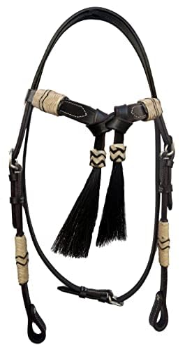 Western Horse Headstall Cob Size – Adjustable Hand Braided Genuine Leather Bridle Crafted with Pure Leather and Brown Color Hair Tassels , Western Riding Tack, Brown Color Leather (Cob Size)