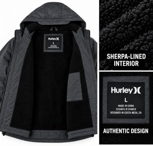 Hurley Mens Winter Parka Jacket, Sherpa Lined Hooded Winter Coat