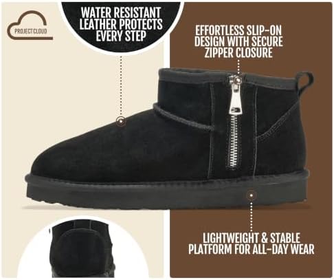 Project Cloud 100% Genuine Leather Womens Boots Ankle Boots for Women Shoes