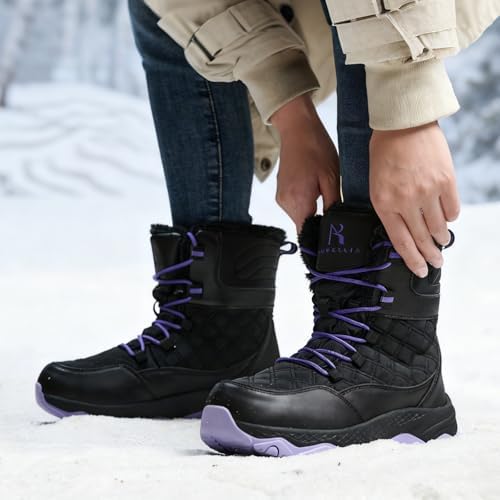 Snow Boots for Women Waterproof Mid-Calf Booties Winter Hiking Boot Durable Warm Winter Outdoor Footwear Fur Lined Boot Non-Slip Climbing Shoes
