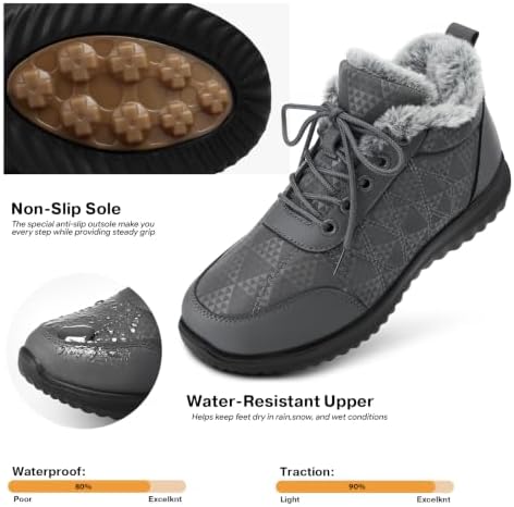 SHIBEVER Winter Snow for Boots Women: Warm Ankle Boots Non-Slip Traction
