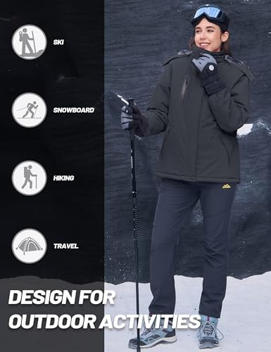 MAGCOMSEN Womens Winter Coats Waterproof Ski Snow Warm Fleece Rain Jacket