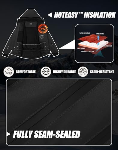 Pionner Camp Women's Ski Jacket 15k Waterproof Insulated Winter Snow Coat Rain Jacket for Skiing Snowboarding Hiking