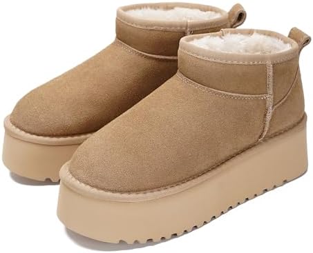 Project Cloud 100% Genuine Leather Ankle Boots for Women Platform Boots