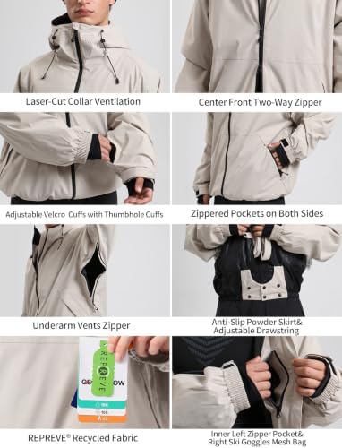 GSOU SNOW Women Men Ski Jacket Baggy Snowboard Jacket Snow Coat Waterproof