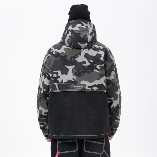 SNOWVERB Baggy Snowboard Hooded Jacket Ski Snow Cargo Coat for Mens Womens