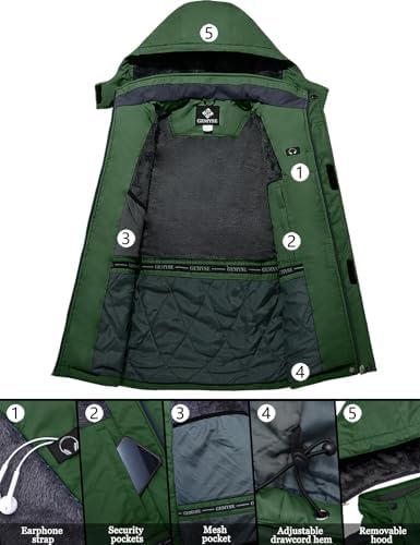 GEMYSE Men's Winter Ski Jacket Waterproof Snow Coat with Detachable Hood