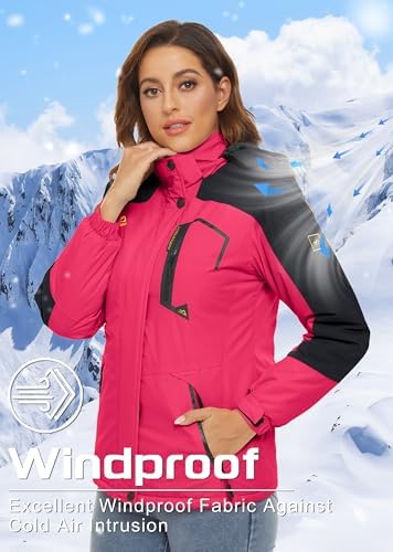 TACVASEN Women's Winter Coats Waterproof Snow Ski Jacket Warm Fleece