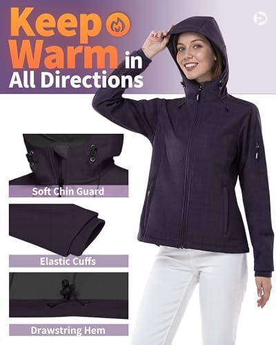 Outdoor Ventures Women's Softshell Jacket Fleece Lined Waterproof Rain Coat