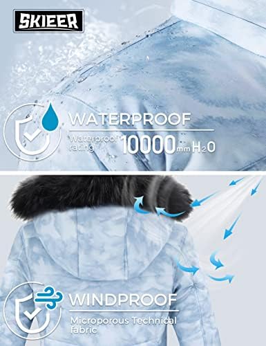 Women's Ski Jacket Waterproof Warm Puffer Thick Hooded Winter Coat