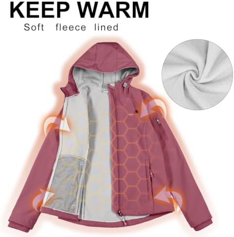 33,000ft Women's Softshell Jacket Waterproof Hooded Fleece Lined Rain Coat