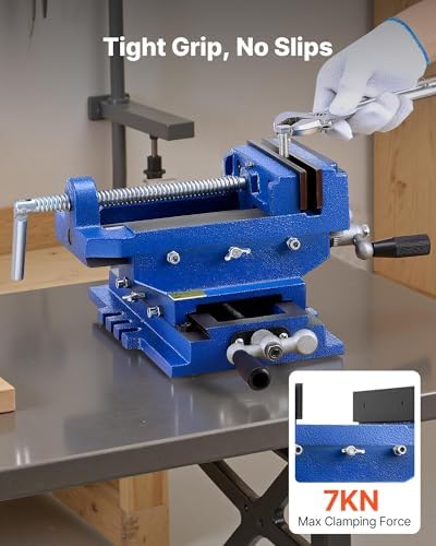 VEVOR Cross Slide Drill Press Vise, 6 Inch Jaw Width, 2 Way X-Y Axis Bench Vise, 5.7 Inch Max Jaw Opening, Heavy Duty Cast Iron, Workbench Vice Clamp, for Woodworking Drilling CNC Milling Machine