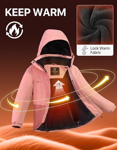 FREE SOLDIER Women's Winter Ski Jacket Fleece Lined Coat