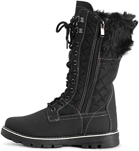 POLAR Womens Faux Fur Warm Thermal Waterproof Outdoor Walking Snow Winter Rubber Sole Calf Boots