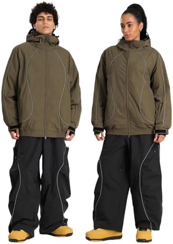 GSOU SNOW Ski Jacket Womens Men Baggy Snowboard Jacket 20K Waterproof