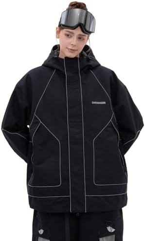 SNOWVERB Women Men Reflective Loose Fit Snow Coat Ski & Snowboard Jackets