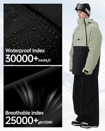 Mens Ski Jacket 3L Baggy Snowboard Pullover Snow Anorak