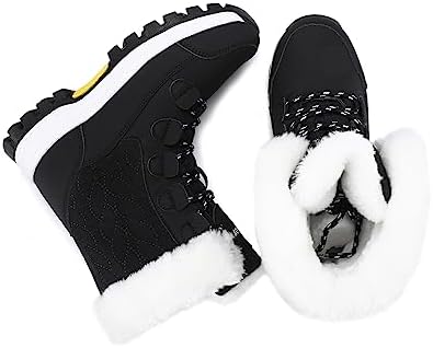 COOJOY Womens Waterproof Winter Snow Boots Warm Shoes Furry Mid Calf Lightweight Walking Hiking Booties