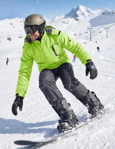 MAGCOMSEN Men's Winter Coats Water Resistant Ski Snow Jacket Warm Fleece Jacket Parka Raincoats With Hood Multi-Pockets