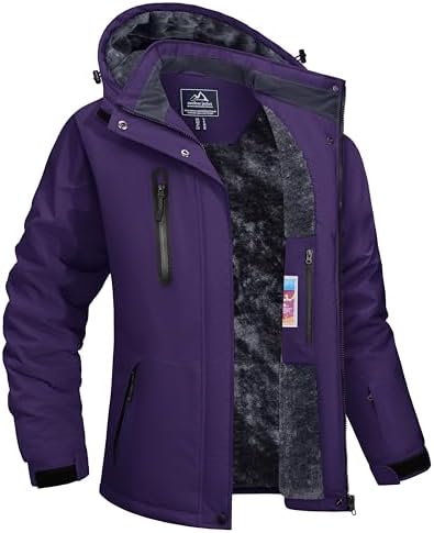 TACVASEN Women's Waterproof Winter Jacket Ski Hooded Insulated Jacket Fleece Warm Snow Outdoor Rain Windbreaker