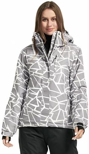 Wantdo Women's Waterproof Ski Jacket Colorful Printed Fully Taped Seams Rain Coat Warm Winter Parka