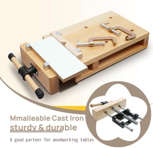 Portable Woodworking Vise for Workbench, Desktop Woodworking Vise with G-Type Fixing Clips & 4 Metal Limit Blocks, Ideal for Home, Woodworking Studios, Wood Processing