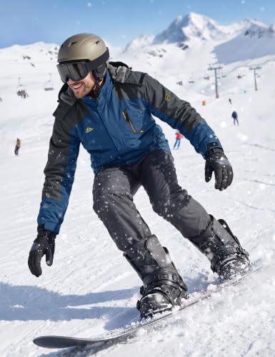 MAGCOMSEN Men's Winter Coats Water Resistant Ski Snow Jacket Warm Fleece Jacket Parka Raincoats With Hood Multi-Pockets