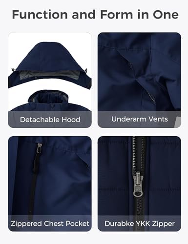 wantdo Women's 3 In 1 Ski Jacket Cotton Padded Liner Winter Coat