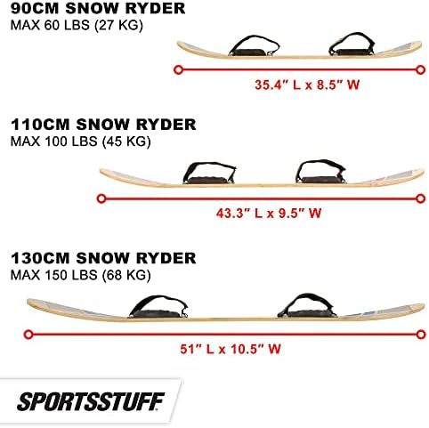 SportsStuff Snow Ryder Hardwood Snowboard, Beginner's Wood Snowboard, Multiple Sizes/Colors