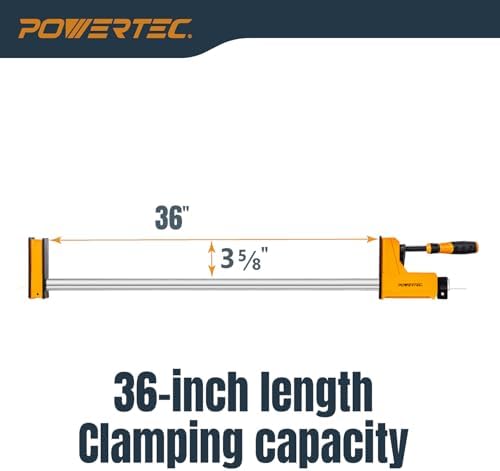 POWERTEC 72232-P2 36-Inch Parallel Clamps for Woodworking | 90 Degree Heavy Duty Steel Bar Jaw Clamp Spreader Tool, 4PK