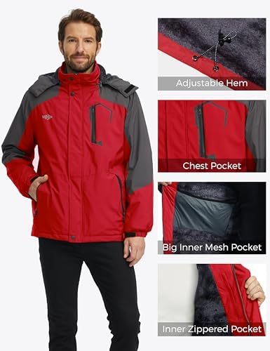 wantdo Men's Softshell Waterproof Polar Fleece Breathable Climbing Ski Coat