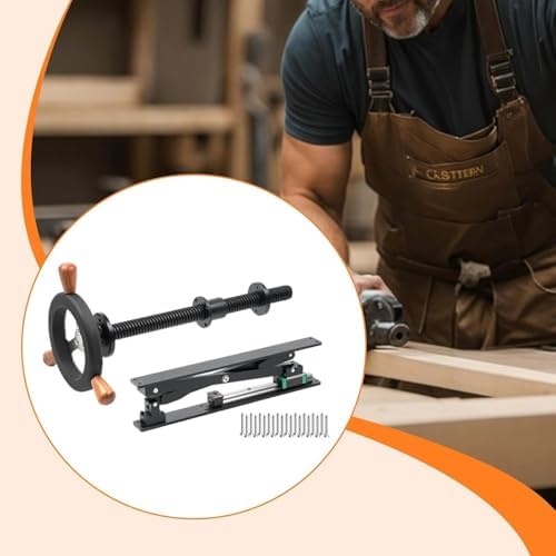 Bench Screw Leg Vise, Workbench Inertia Leg Clamps with Handwheel & Parallel X-Bracket, Stainless Steel Screws, Heavy Duty Woodworking Table Vise Clamps Set for DIY Accessories (Black)