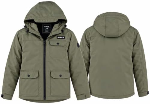 Hurley Mens Winter Parka Jacket, Sherpa Lined Hooded Winter Coat