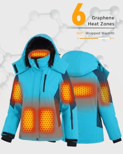 Wulcea Graphene Heated Jacket For Women 12V 18400mAh Fast Charge With Large Capacity