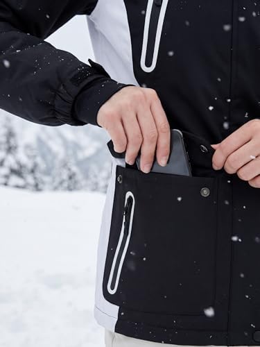 FREE SOLDIER Women's Waterproof Ski Snow Jacket Warm Fleece Lined Winter Rain Jacket with Hood Fully Taped Seams