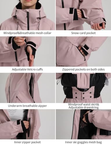 GSOU SNOW Womens Snowboard Jacket Baggy Ski Jacket Waterproof Snow Coat