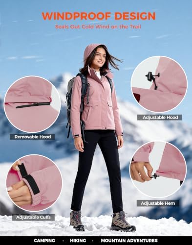 wantdo Women's Waterproof Ski Jacket Warm Fleece Lined Snow Winter Coat