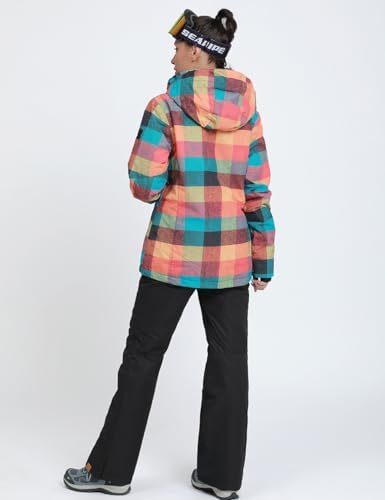 HOTIAN Women's 2 Piece Ski Jackets and Pants Set Skisuit Colorful Waterproof Windproof Insulated Snowsuit Snowboarding Coat