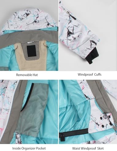 GSOU SNOW Womens Ski Jacket and Pants Set Snowsuits Snow Pants Insulated