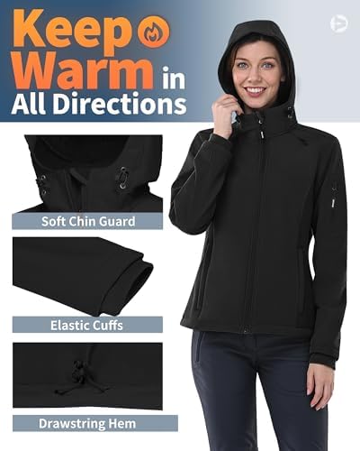 Outdoor Ventures Women's Softshell Jacket Fleece Lined Waterproof Rain Coat