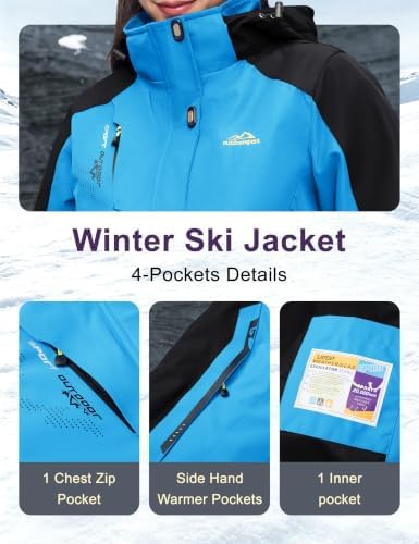MAGCOMSEN Women's 3-in-1 Winter Coats Snow Ski Jacket Waterproof Windproof Fleece Lined Winter Jacket Parka
