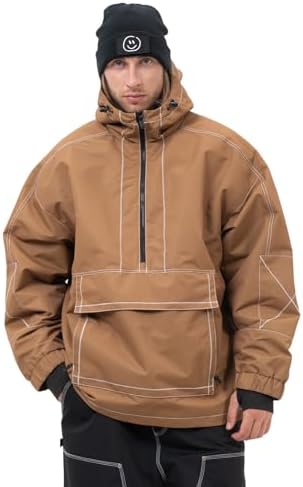 SNOWVERB Baggy Snowboard Hooded Jacket Ski Snow Cargo Coat for Mens Womens