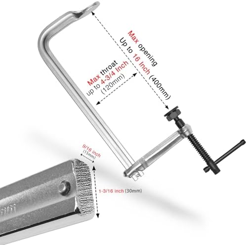 Heavy-Duty 16-Inch F-Clamps, 2-Pack, 3450 Lbs Forged Alloy Steel