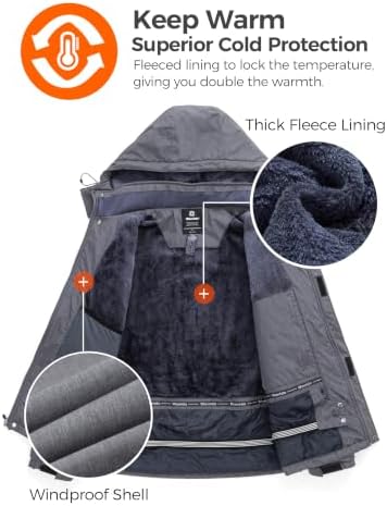 Wantdo Men's Ski Jacket Waterproof Warm Winter Snow Coat Snowboard Jacket