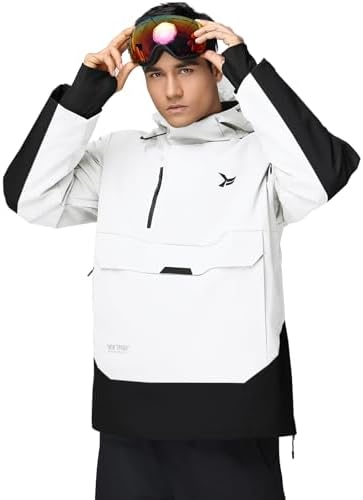 Men's Ski Jacket Snowboard Snow Coat Waterproof Insulated Winter Warm Loose Fit Pullover Hoodie