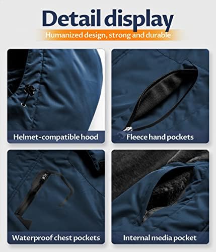 Men's Mountain Waterproof Ski Jacket - Windproof Snowboarding Warm Winter Coat Raincoat