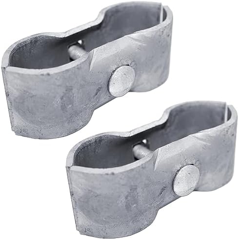 1-5/8" Galvanized Chain Link Fence Panel Clamps with Bolts & Nuts - Saddle Clamps for Dog Kennels & Temporary Fencing (2 Pack)